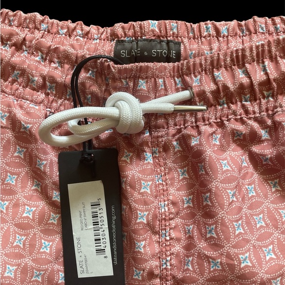 Slate & Stone Men’s Red Geo Print Cabo 6” Swim Shorts Size Large NWT - Picture 3 of 4